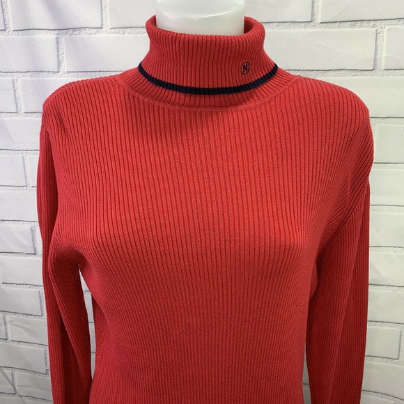 Vtg Nautica Women's Turtleneck Rib Knit Top Red XL - Picture 5 of 5